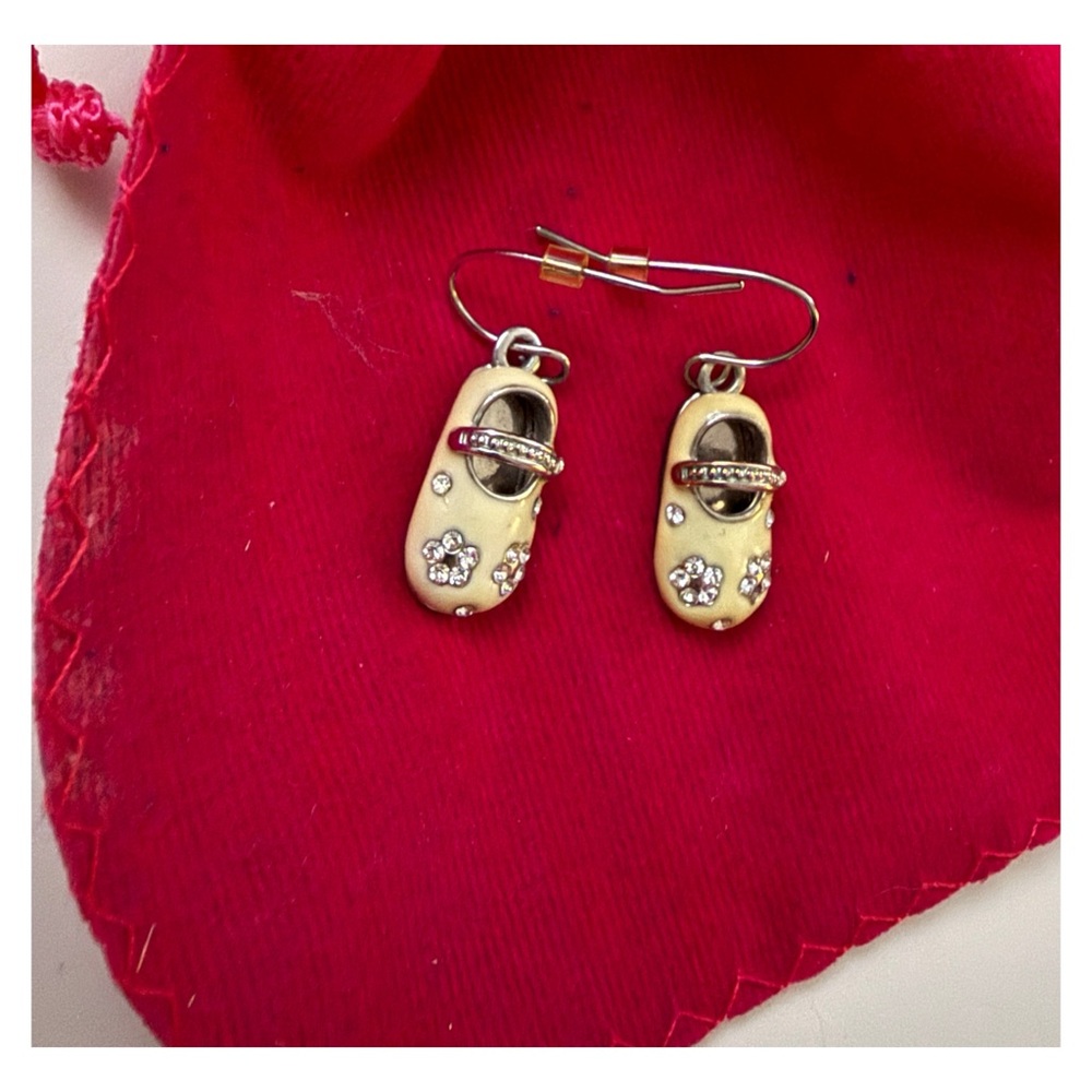 Baby Shoe Earrings with Rhinestones